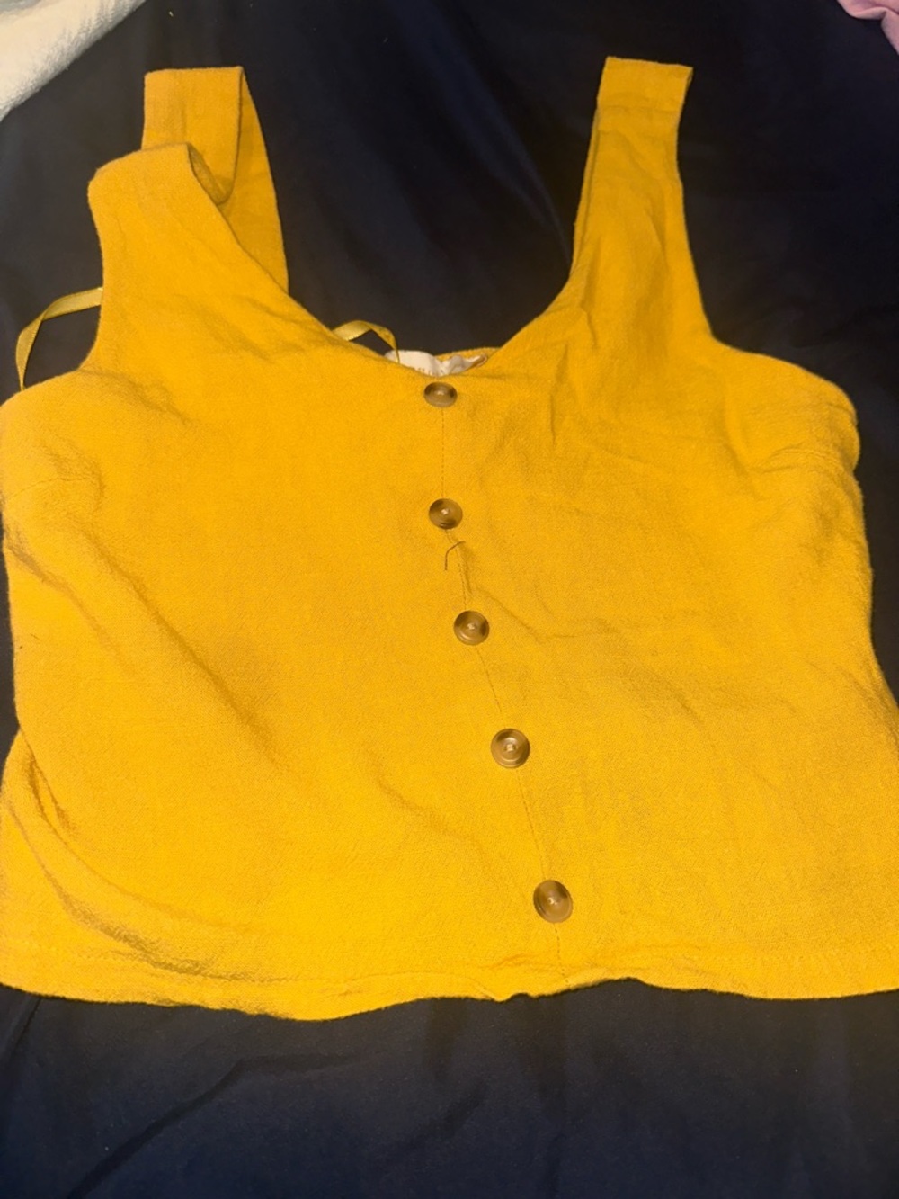 Mustard Yellow Button-Front Women’s Tank Topby Monteau Los Angeles